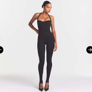 SKIMS Halter Stirrup Catsuit Jumpsuit One Piece Onyx Black Small NWT NEW
